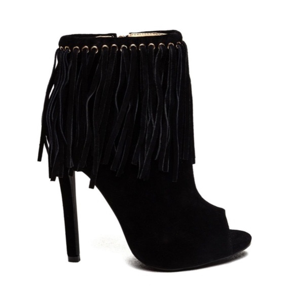 Grommet Girl Fringe Peep Toe Booties - Picture 1 of 4